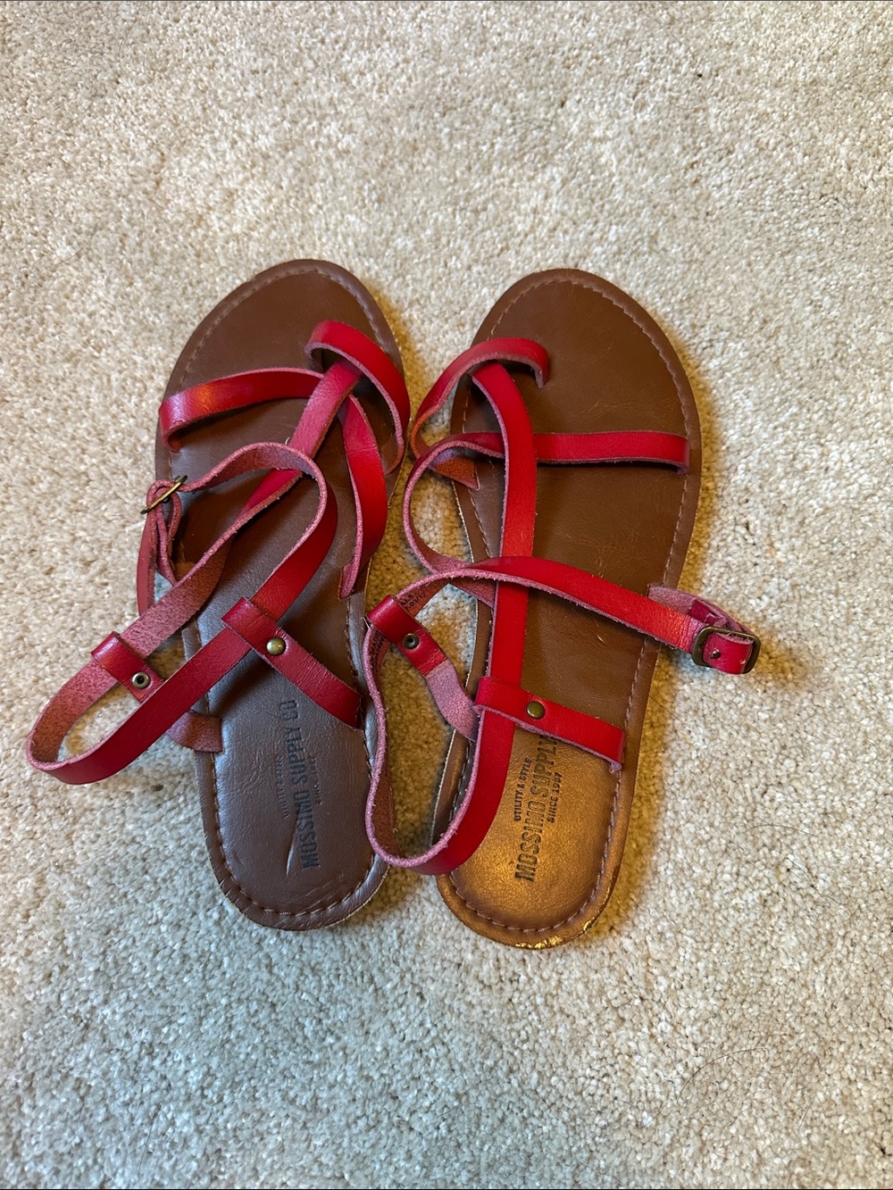 Womens Red Strappy Leather Sandals Mossimo Supply Co